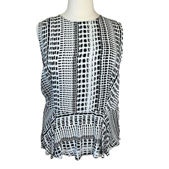 Ava & Viv Womens Size 3X Peplum Sleeveless Blouse Top Black White Flowy NWT - Picture 1 of 16